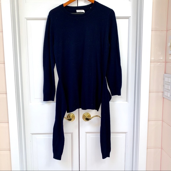 Sandro Sofy Tie-front Wool Cashmere Navy Sweater - Picture 13 of 16
